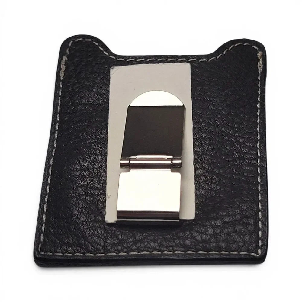 Highlander Duncan MacLeod Fossil Leather Money Clip Black w/ Storage Pouch VTG